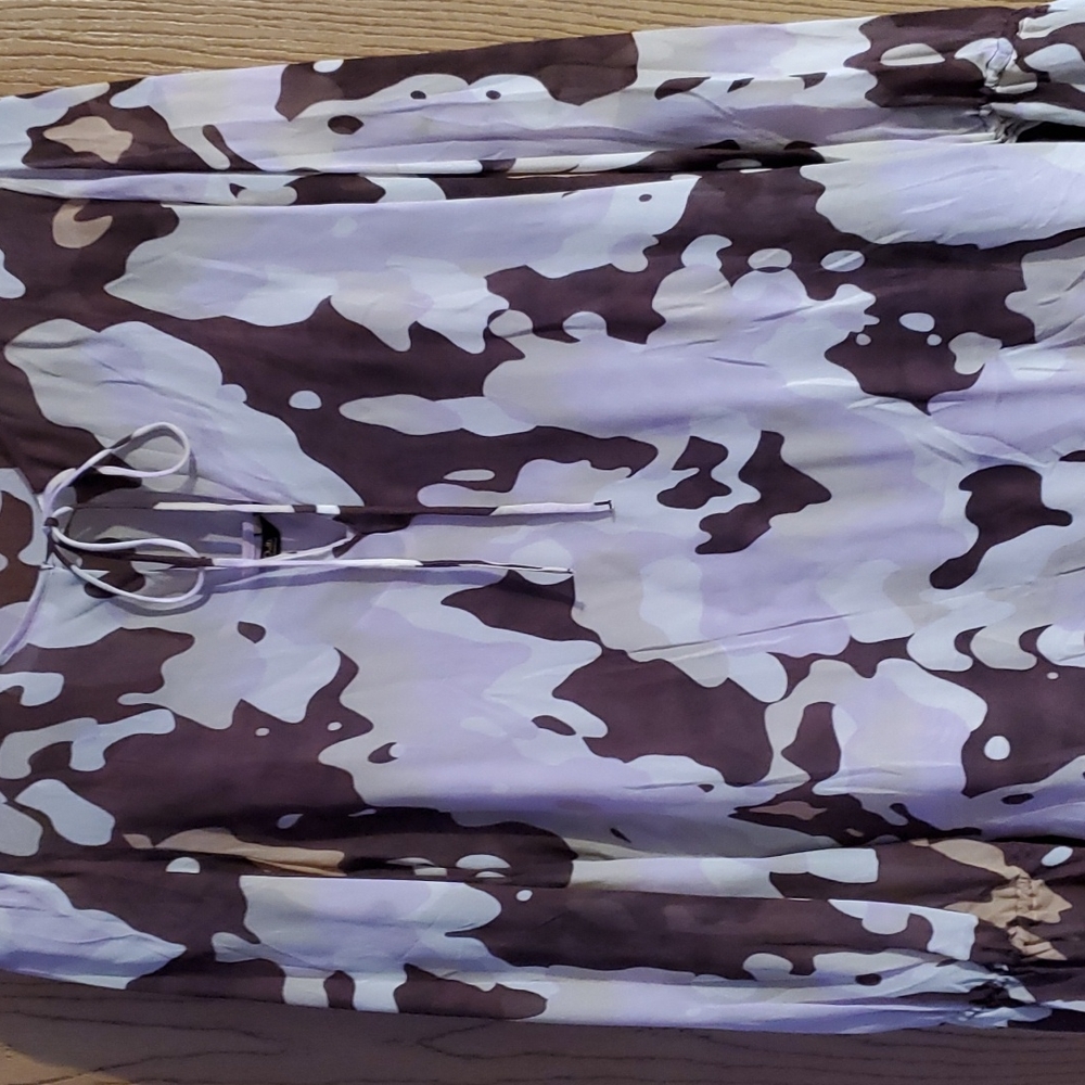 Massimo Dutti Abstract Camo Chiffon Lined Camisole Blouse Women's Size 4